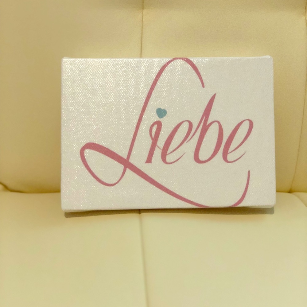 5x7” canvas with “Love” in German